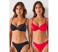 DORINA Sonia 2pk Light Padded Demi Bra, Multi, Size 32E, Women Print