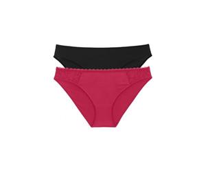 DORINA SONIA Two-Piece Brief Pack - Allover Lace & Micro Fabric or Micro Fabric, Red and Black