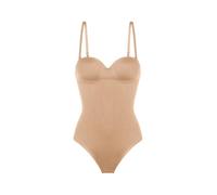 DORINA Sublime Sculpt Women's Lightly Padded Thong Bodysuit, Medium Control, Hidden Wired, Wireless, Adjustable Removable Straps, Snap Crotch, Beige