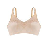 DORINA TEAGAN Non-Padded Minimizer Bra, Wireless Full Coverage with Extra-Wide Adjustable Straps, Power Mesh U-Back Support, Satin & Lace Design, Beige