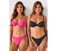 DORINA Willa 2pk Light Padded Demi Bra, Multi, Size 34D, Women Print