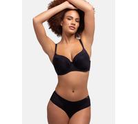 CARMEN Lightly Padded Demi Bra - Burnout Stripe Micro Fabric, Underwired Support, Power Mesh U-Back Wings, Adjustable Straps & Three-Strand Hook & Eye Fastening for Curvy Busts, Black