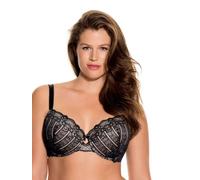 DORINA Women's Celine Lightly Padded Demi Bra - Underwired Moulded Cups, Floral Lace Design, and Supportive U-Back Wings, Black