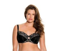 DORINA Women's Celine Non-Padded Bra - Underwired Moulded Cups, Floral Lace with Satin Bow, and Supportive Power Mesh Back, Black