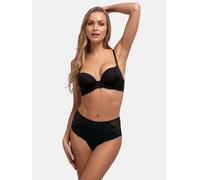 DORINA Women's Claire Super Push-Up Demi Bra - Underwired with Moulded Cups, Soft Micro Fabric, and Sensual Lace Detailing, Black