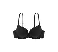 DORINA Women's Claire Super Push-Up Demi Bra - Underwired with Moulded Cups, Soft Micro Fabric, and Sensual Lace Detailing, Black