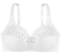 DORINA Women's Georgina Cotton Wireless Bra - Full Coverage with Scalloped Lace Trim, Supportive Underbust, and Adjustable Straps, White