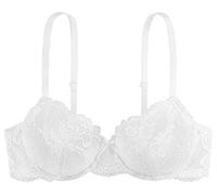 DORINA Women's Lianne Lightly Padded Demi Bra - Underwired Moulded Cups with Lace Scalloped Edge and Adjustable Straps, White