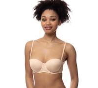 Dorina Women's Michelle Underwired Bandeau Bra - Lightly Padded, Moulded Cups, Multi-Way Adjustable Straps, Transparent Straps Included, Beige