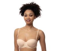 Dorina Women's Michelle Underwired Bandeau Bra - Lightly Padded, Moulded Cups, Multi-Way Adjustable Straps, Transparent Straps Included, Beige