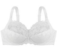 Dorina Women's Philippa Underwired Bra - Jacquard & Denier Micro Fabric, U-Back Wings, Shiny Picot Elastic, Satin Bow, Two-Strand Hook & Eye Fastening for Comfort & Support, White