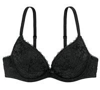 DORINA Women's Sonia Deep Plunge Plain Everyday Bra, Black White, 32C (Manufacturer Size:32)