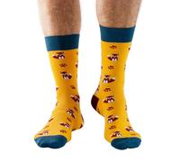 Doris & Dude Men Bamboo Crew Socks Fox 1 Pair Lg 7-11 Colourful Gold Soft Durable Sustainable Gift