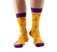Doris & Dude Men Bamboo Crew Socks Puffin 1 Pair Lg 7-11 Colourful Gold Soft Durable Sustainable Gift