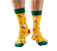 Doris & Dude Men Bamboo Crew Socks Stork 1 Pair Lg 7-11 Colourful Gold Soft Durable Sustainable Gift