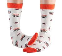 Doris & Dude Women Bamboo Crew Socks Eyes 1 Pair Med 3-7 Colourful White Orange Soft Durable Sustainable Gift