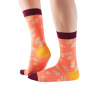 Doris & Dude Women Bamboo Crew Socks Flowers 1 Pair Med 3-7 Colourful Peach Soft Durable Sustainable Gift