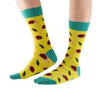 Doris & Dude Women Bamboo Crew Socks Hedgehog 1 Pair Med 3-7 Colourful Green Soft Durable Sustainable Gift