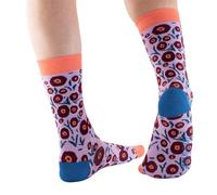 Doris & Dude Women Bamboo Crew Socks Poppies 1 Pair Med 3-7 Colourful Lilac Soft Durable Sustainable Gift