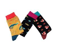 Doris & Dude Women Ladies Bamboo Organic Crew Socks 3 Pair Gift Pack Med 3-7 Chameleon Leopard Fox Colourful Soft Durable Sustainable Smooth Toe Breathable