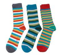 Doris & Dude Women Ladies Bamboo Organic Crew Socks 3 Pair Gift Pack Med 3-7 Colourful Stripe Soft Durable Sustainable Smooth Toe Breathable