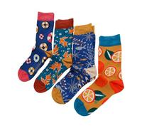 Doris & Dude Women Ladies Bamboo Organic Crew Socks 4 Pair Gift Box Med 3-7 Bold Colourful Soft Durable Sustainable Smooth Toe Breathable