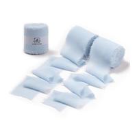 DORIS HOME Baby Blue Chiffon Ribbon for Flower Bouquet, 2" x21Yd Fabric Ribbon for Gift Wrapping, Handmade Frayed Ribbon for Wedding/Christmas Decorations