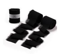 DORIS HOME Black Chiffon Ribbon for Flower Bouquet, 2" x21Yd Fabric Ribbon for Gift Wrapping, Handmade Frayed Ribbon for Wedding/Christmas Decorations