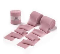 DORIS HOME Mauve Chiffon Ribbon for Flower Bouquet, 2" x21Yd Fabric Ribbon for Gift Wrapping, Handmade Frayed Ribbon for Wedding/Christmas Decorations