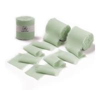 DORIS HOME Sage Green Chiffon Ribbon for Flower Bouquet, 2" x21Yd Fabric Ribbon for Gift Wrapping, Handmade Frayed Ribbon for Wedding/Christmas Decorations