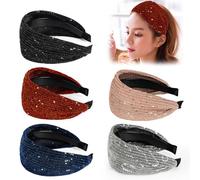 DORIS&JACKY Fashion 2.5 Inch Wide Lace Headbands Elastic Hairbands With Teeth Headwear Accessories For Women And Girls (Pattern 6-5PCS)