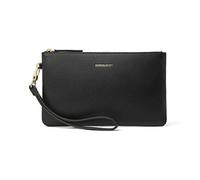 Doris&Jacky Goatskin Leather Wristlet Clutch Wallet Cute Small Pouch Bag With Strap, 1-cowhide-black, Casual Clutch