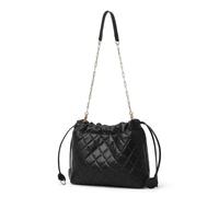 DORIS&JACKY Leather Drawstring Bucket Hobo Purse for Women. Quilted Lambskin Shoulder Chain Tote Bag With Two Straps