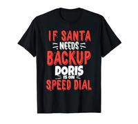 Doris Santa's Backup Personalized Doris Christmas Name Value Graphic T-Shirt, Men, Black, XL