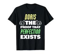 Doris The Proof that Perfection Exists Funny Doris Name Value Graphic T-Shirt, Men, Black, M