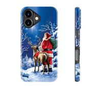 DorisMax Christmas Phone Case for iPhone 17 - Wireless Charging Compatible - Dual-Layer Hard Shell + Silicone Cover - Protective Cover with Stylish Designs for Women - Starry Night Santa Claus