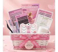 Dorisue Bestie Lash Kit - 400 Pieces with Surprise Inside! | DIY Cluster & Strip Lashes 9 Styles | Rose Gold Tweezers, Remover & Cotton Pads | Complete Gift Set for Women Best Friend