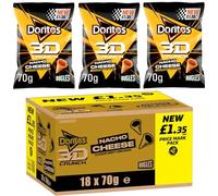 Doritos 3D Crunch Nacho Cheese Flavour Crispy Corn Snacks, Bugles Shape, 18 x 70g