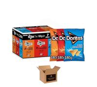 Doritos Multipack - Chilli Heatwave, Cool Original & Tangy Cheese Tortilla Chips | Large Bags, Party Snack Box, Movie Night, Gaming Snacks Bulk Snack Pack, Family Sharing Crisps | Variety Box 7 × 180g