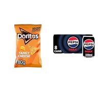 Doritos Tangy Cheese Tortilla Chips Sharing Bag Crisps 180g + Pepsi Max Cans, 8 x 330ml