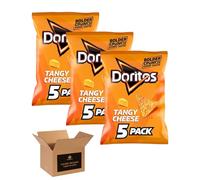 Doritos Tortilla Chips - Bold Crunch, Iconic Taste | Crispy Flavoured Corn Chips in Variety of Flavors - 5 Snack Bags per Pack | Party, Movie Night Crisps (Pack 3, 5xTangy Cheese)