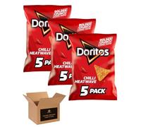 Doritos Tortilla Chips - Bold Crunch, Iconic Taste | Crispy Flavoured Corn Chips in Variety of Flavors - 5 Snack Bags per Pack | Party, Movie Night Crisps (Chilli Heatwave - Multipack Crisps / 3Pack)