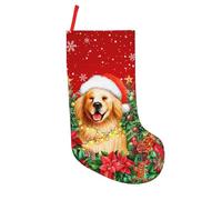 DORKEIXIA Golden Retriever Christmas Tree Snowflake Flower 18 Inches Large Cable Knitted Stocking Personalized Xmas Hanging Stocking Decorations for Holiday Christmas Party Family Decor
