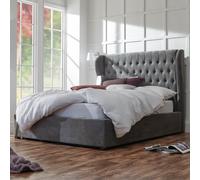 dorking fabric ottoman storage king size bed in pewter