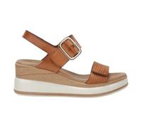 Dorking - Leather Sandals for Women Dorking D9642 Prince - 7 cm Wood Effect Wedge - Texas Leather - Leather, Texas Leather, 4 UK