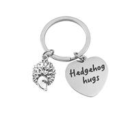 Dorla Cool Cute Hedgehog Keychain Stainless Steel Heart Keyring 'Hedgehog Hugs' Charm Gift For Hedgehogs Lovers Animal Enthusiasts, Silver, Small