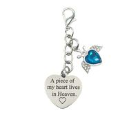 Dorla Cool Memorial Wedding Bouquet Charm Guardian Angel Something Blue for Bride Keepsake Groom Boutonniere Charm A piece of my heart lives in Heaven