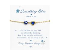 Dorla Cool Something Blue Anklet for Bride, White Blue Pearl Jewelry Anklets on Wedding Day Bridal Shower Bachelorette Party Gifts, One Size, Brass Iron, Cubic Zirconia