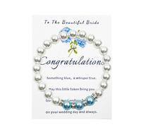 Dorla Cool Something Blue Gift for Bride Bridal Shower Gifts for Bride to be Pearl Beads Bracelet Bridal Party Wedding Accessory Jewelry, One Size, Glass, Cubic Zirconia