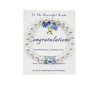 Dorla Cool Something Blue Gift for Bride Bridal Shower Gifts for Bride to be Pearl Beads Bracelet Bridal Party Wedding Accessory Jewelry, One Size, Glass, Cubic Zirconia